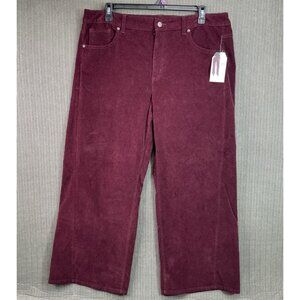 Time And Tru Womens Size 20 Burgundy Wine  High Rise Wide Leg Velvet Pants